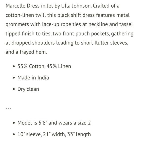 Ulla Johnson Marcelle Linen Blend Dress in Jet, sz 4 - Picture 16 of 16